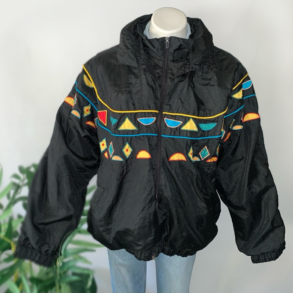 v i n t a g e :: Rad Artsy Vibrant Retro Windbreaker Rain Jacket - Picture 10 of 13
